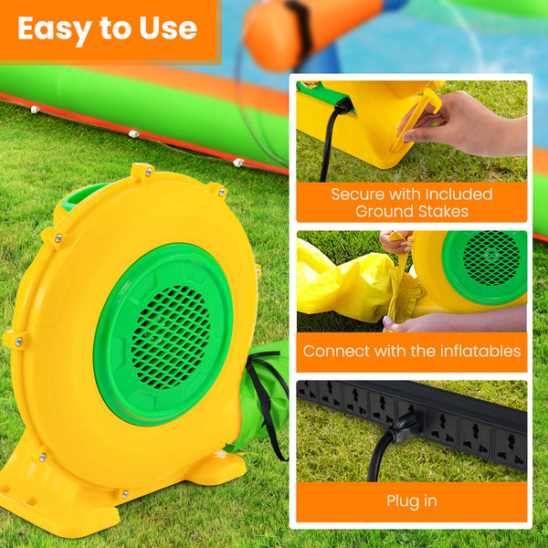 480W Air Blower Air Pump Fan with Convenient Handle and Ground Stakes