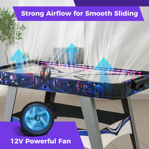 Air Powered Hockey Game Table with 2 Pushers and Pucks - Electric Fan