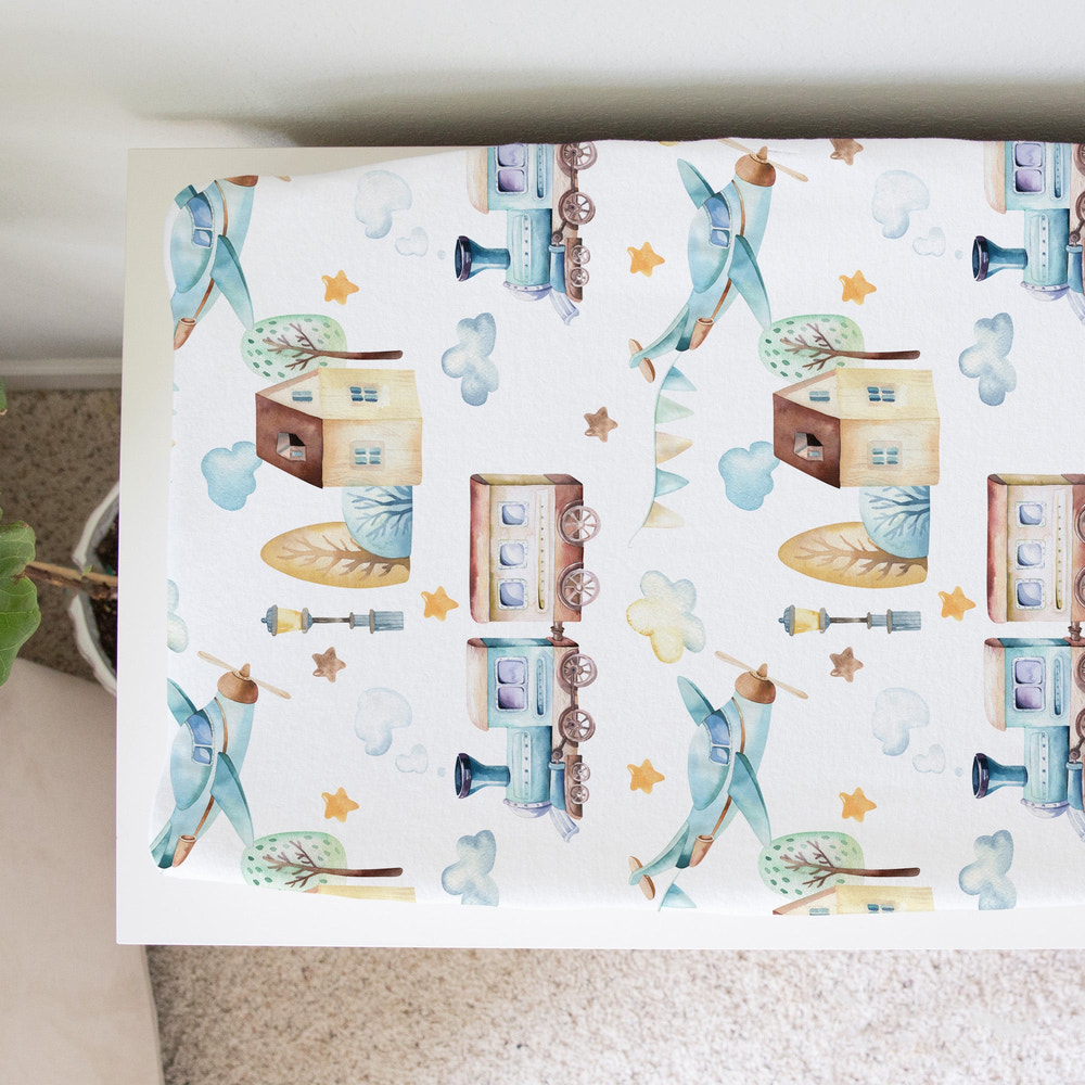 Changing Pad Cover - Airplane & Train - MOOGCO Baby