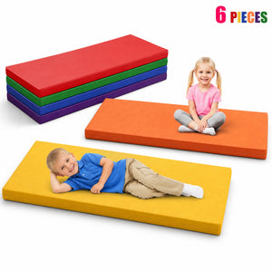 6 Pack 2 Inch Toddler Rest Nap Mats for Daycare and Preschool, Waterproof Rainbow Kids Nap Mats