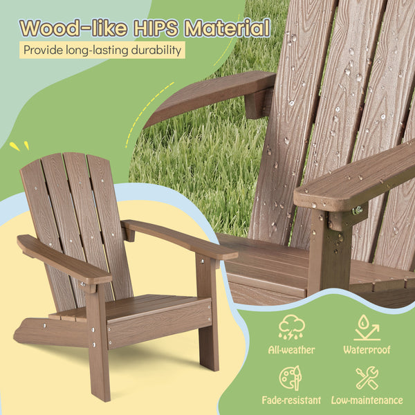All-Weather HIPS Kid's Adirondack Chair with with High Backrest and Armrests