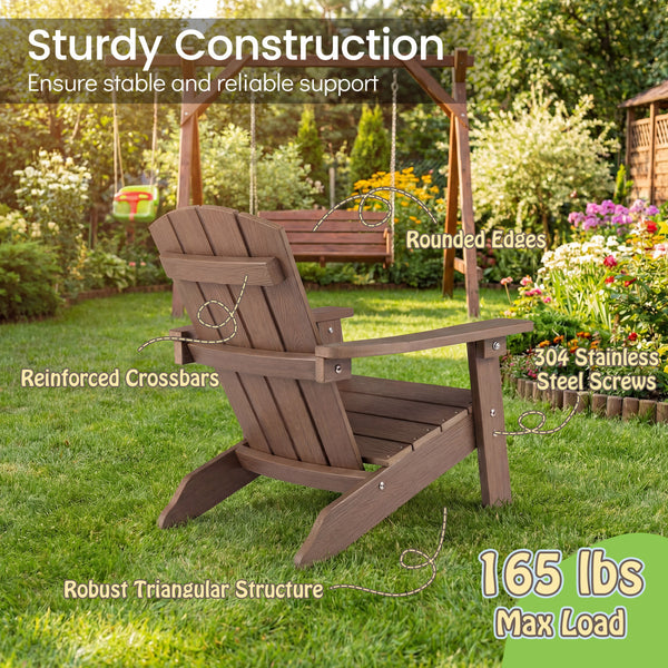 All-Weather HIPS Kid's Adirondack Chair with with High Backrest and Armrests