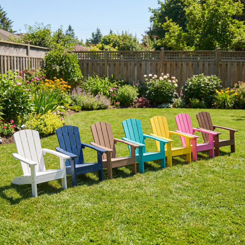 All-Weather HIPS Kid's Adirondack Chair with with High Backrest and Armrests