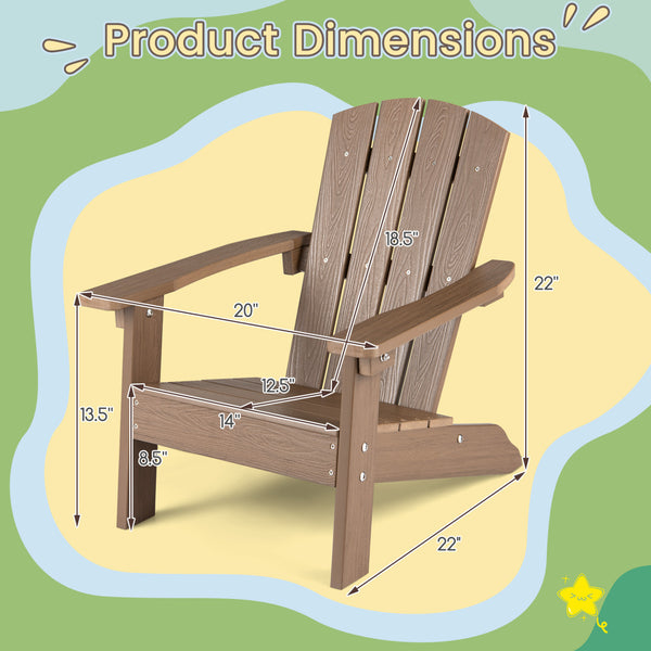 All-Weather HIPS Kid's Adirondack Chair with with High Backrest and Armrests