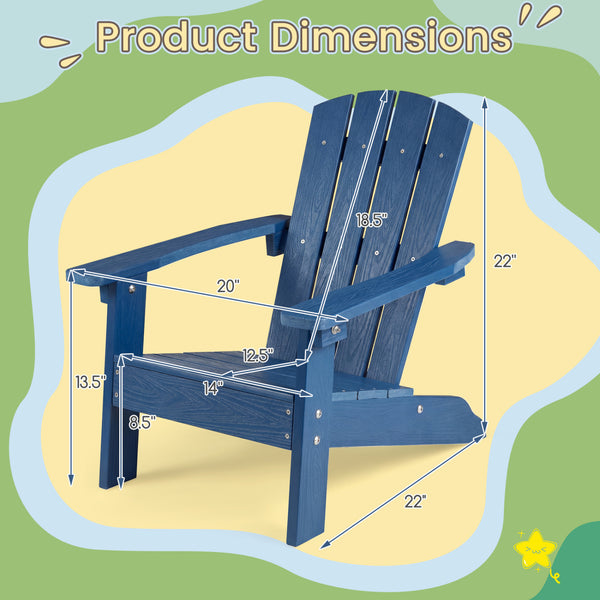 All-Weather HIPS Kid's Adirondack Chair with with High Backrest and Armrests
