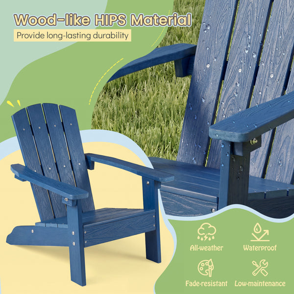 All-Weather HIPS Kid's Adirondack Chair with with High Backrest and Armrests