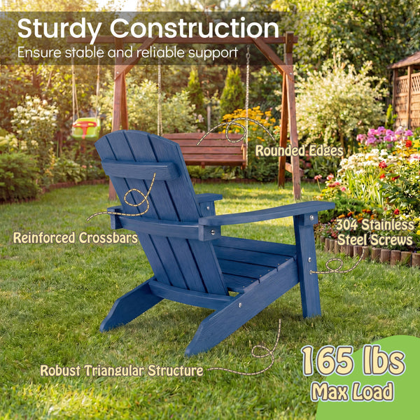 All-Weather HIPS Kid's Adirondack Chair with with High Backrest and Armrests