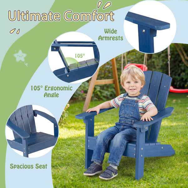 All-Weather HIPS Kid's Adirondack Chair with with High Backrest and Armrests