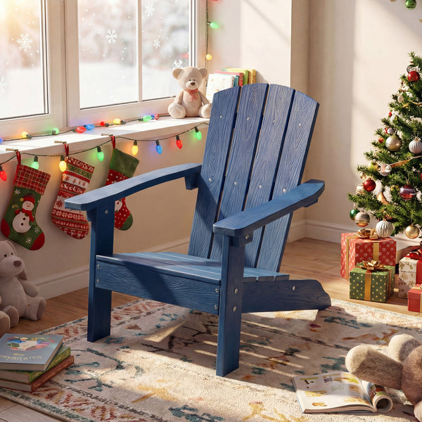 All-Weather HIPS Kid's Adirondack Chair with with High Backrest and Armrests