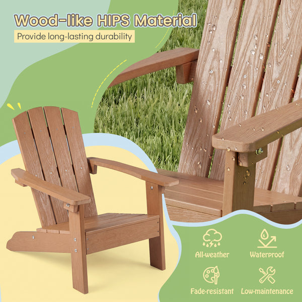 All-Weather HIPS Kid's Adirondack Chair with with High Backrest and Armrests