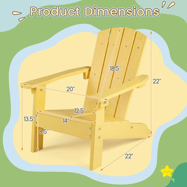 All-Weather HIPS Kid's Adirondack Chair with with High Backrest and Armrests