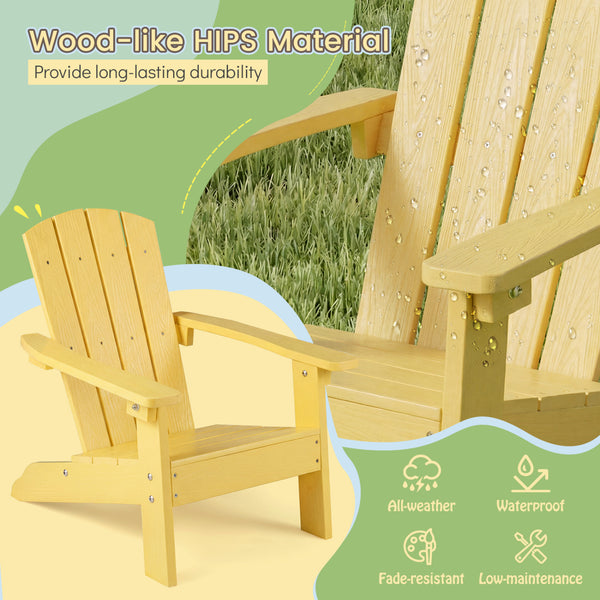 All-Weather HIPS Kid's Adirondack Chair with with High Backrest and Armrests
