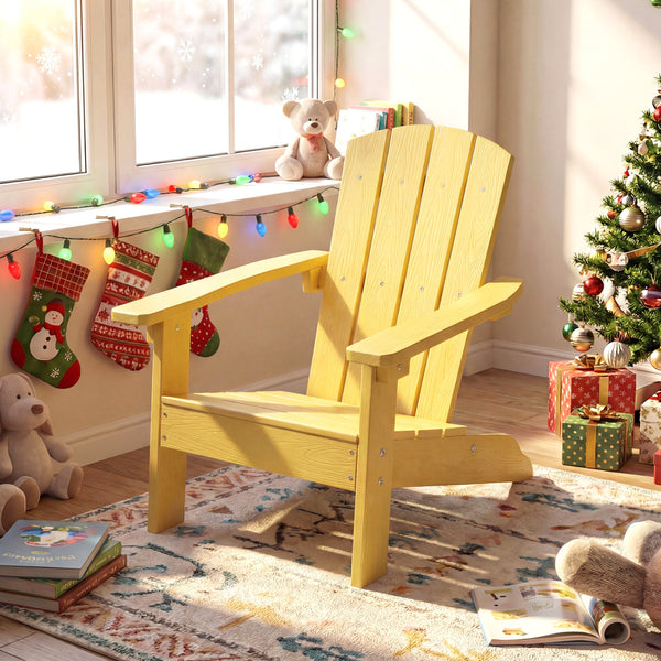 All-Weather HIPS Kid's Adirondack Chair with with High Backrest and Armrests