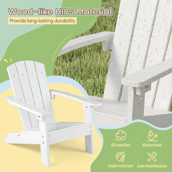 All-Weather HIPS Kid's Adirondack Chair with with High Backrest and Armrests