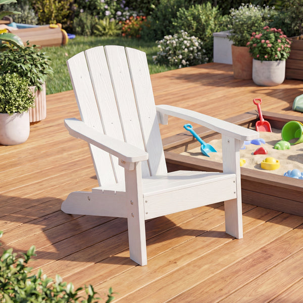All-Weather HIPS Kid's Adirondack Chair with with High Backrest and Armrests