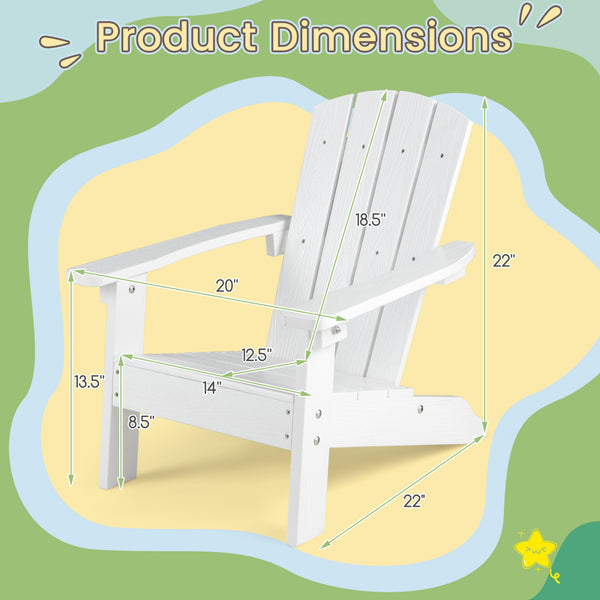 All-Weather HIPS Kid's Adirondack Chair with with High Backrest and Armrests