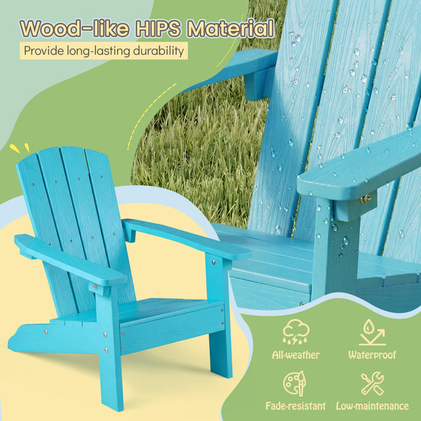 All-Weather HIPS Kid's Adirondack Chair with with High Backrest and Armrests