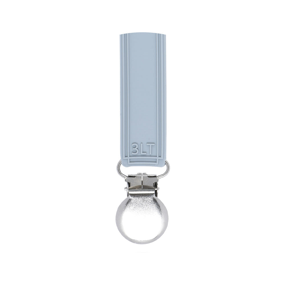 Classic Glacier Blue Gray All Silicone One Piece Pacifier Clip