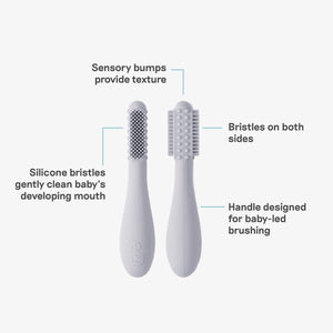 Baby-Led™ Toothbrush + Tongue Depressor in Pewter