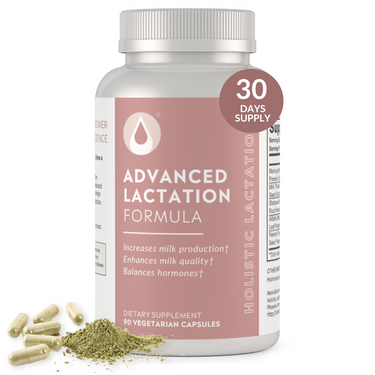 Advanced Lactation Formula supplement for breastfeeding support in a sleek container.