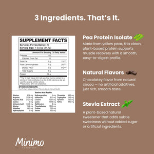 Chocolate Vegan Pea Protein Isolate Powder, 2.09 lbs