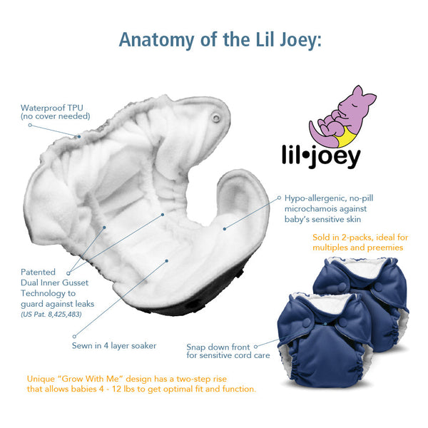 Lil Joey All In One Cloth Diaper (2 pk) - Elskede