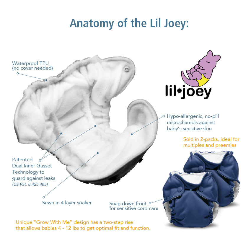 Lil Joey All In One Cloth Diaper (2 pk) - WeeHoo - MOOGCO Baby