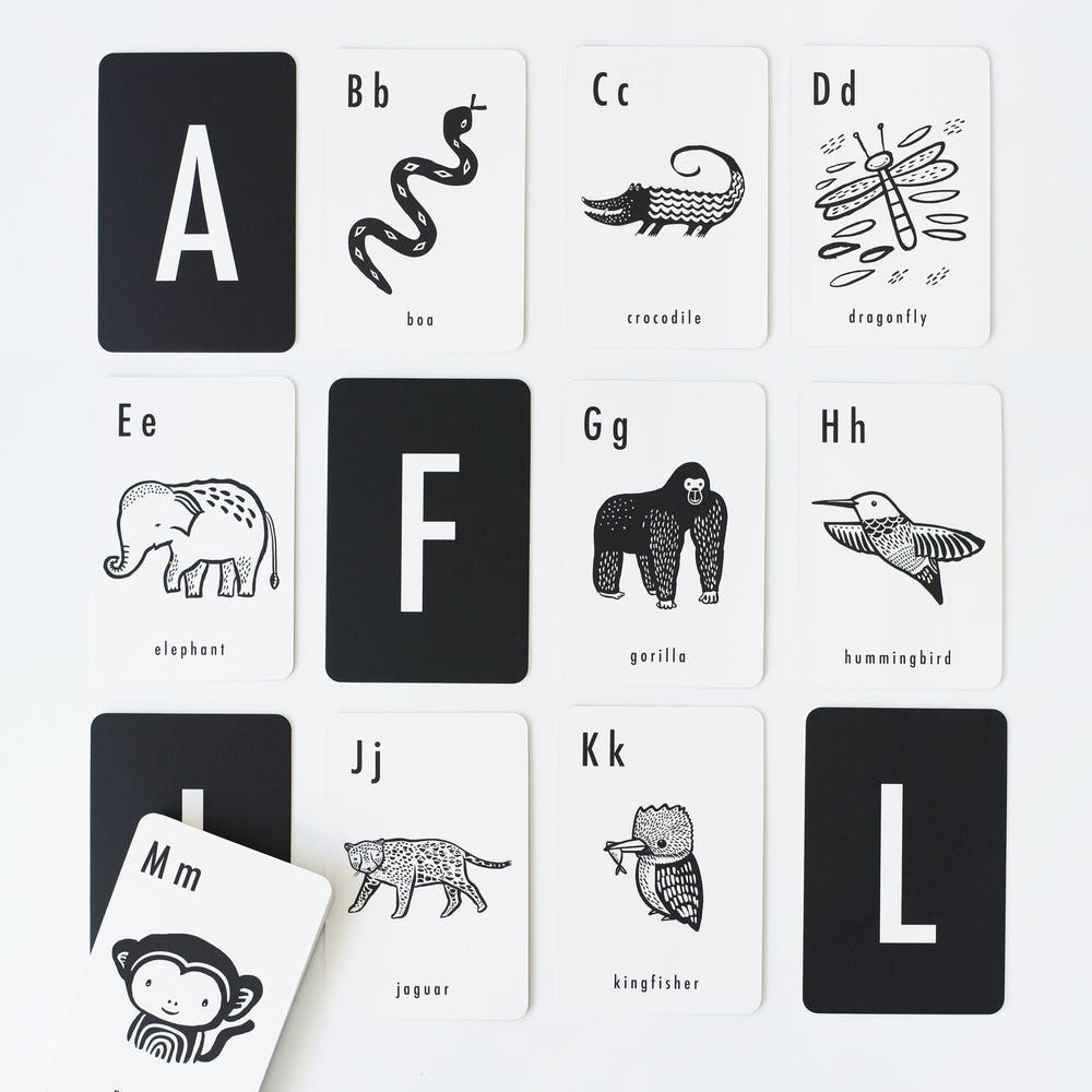 "Jungle Alphabet Cards for babies - colorful learning cards featuring animals and letters for early education."