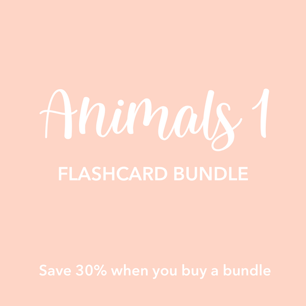 Animal 1 Flashcards Bundle for early learning and sensory play, showcasing colorful designs from a unique angle.