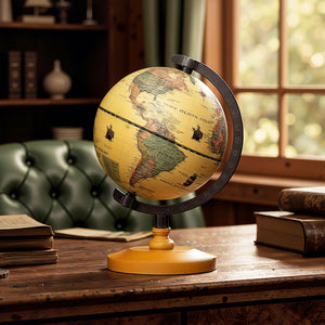 Antique Globe Dia 5.5 Inch Mini Rotating World Globe with Wooden Base for Kids