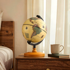 Antique Globe Dia 5.5 Inch Mini Rotating World Globe with Wooden Base for Kids