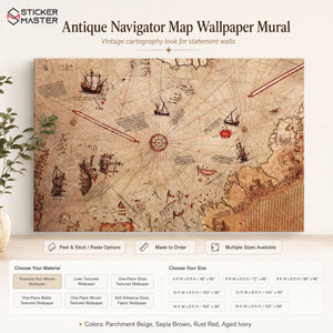 Antique Navigator Map Wallpaper Mural by Sticker Master