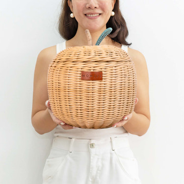 Apple Rattan Storage Basket Natural - Small
