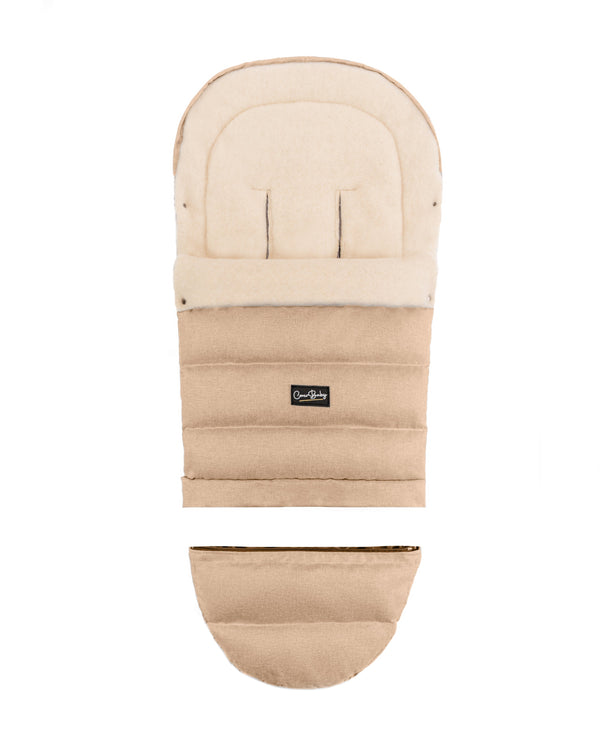 Beige Arctic Organic Wool Adjustable Footmuff