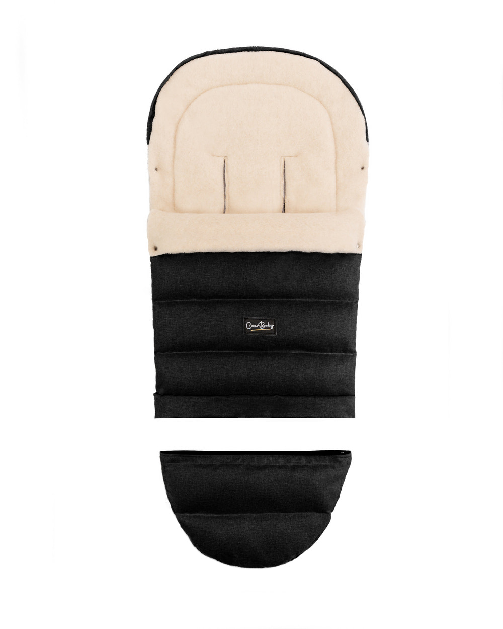 Black Arctic Organic Wool Adjustable Footmuff