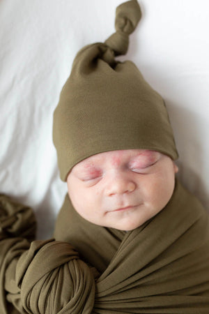 Swaddle Blanket and Hat Set - Army Green - MOOGCO Baby