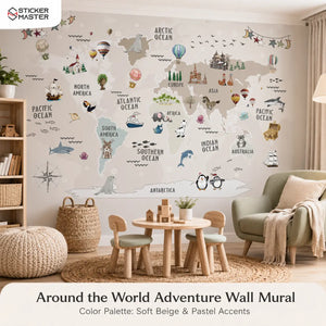 Around the World Adventure Wall Mural for Kids & Nursery
