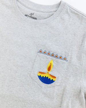 Adult Short Sleeve Pocket Tee – Blue Diya