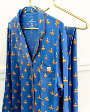 Adult Long Sleeve Button-Down Top – Blue Diya