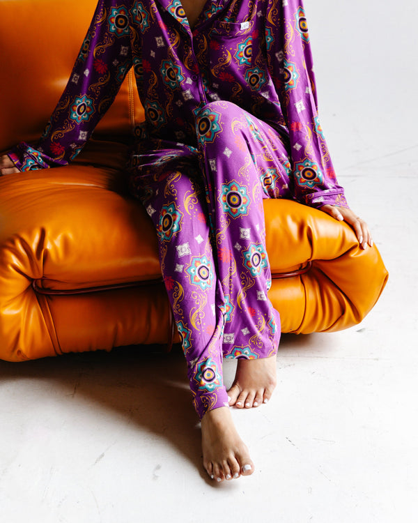 Adult Unisex Pajama Pants – Purple Rangoli