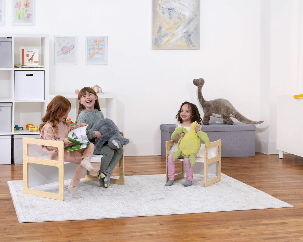 Hanover Convertible Table, Chair & Bench Set for kids - versatile furniture for playtime and learning.