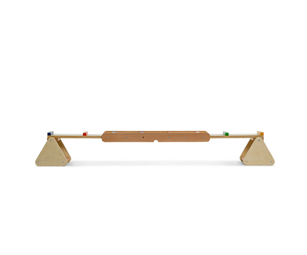 Colorful Willow Rainbow Seesaw and Balance Beam for indoor play, showcasing angle 5 view for kids' fun and balance.