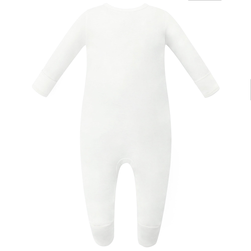 100% Organic Cotton Zip Footed Pajamas - Off-White