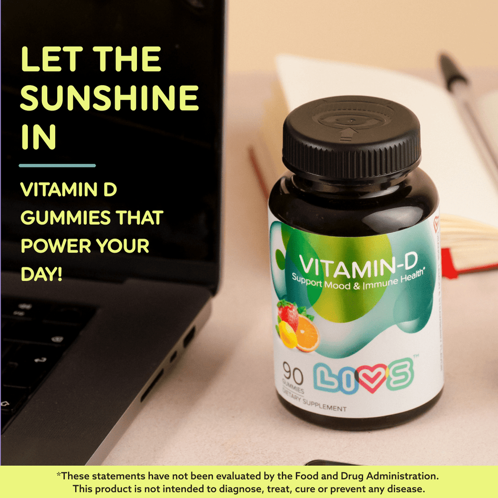 Vitamin D Gummies for babies, 2,000 IU, in strawberry, orange, and lemon flavors - main product image.