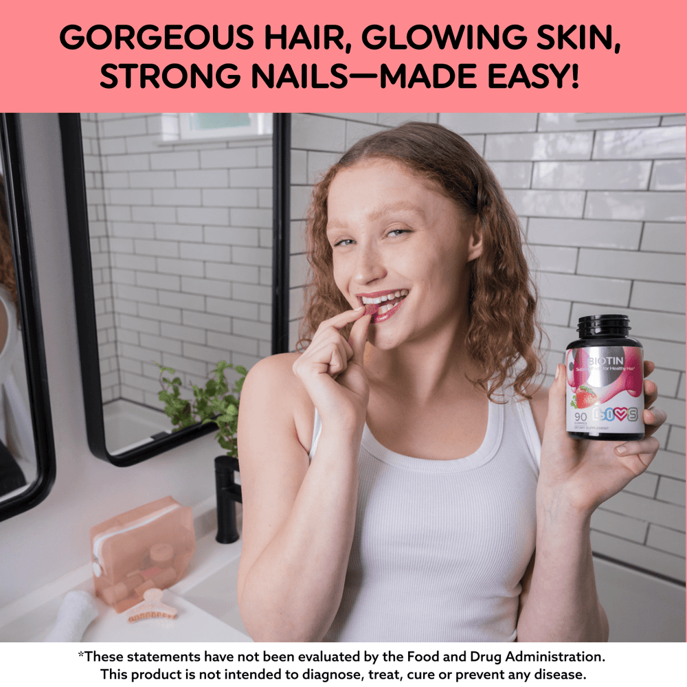 Biotin 10,000 mcg strawberry supplement for babies, promoting healthy growth and development.