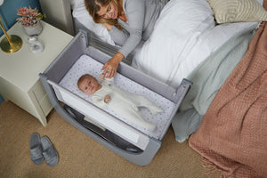 Shnuggle Air Lite Bedside Bassinet | Infant Crib | Height Adjustable Baby Bed with Mattress + 1 Waterproof + 2 White Sheets