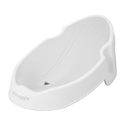 Shnuggle Newborn Baby Bath Support: Ergonomic, non-slip, quick-dry bath aid for infants 0-6 months, angle view.