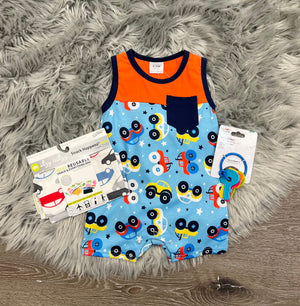 Blue Car Romper