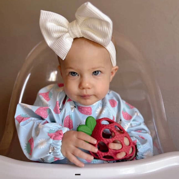Calla and Friends The Grayson Long Sleeve Bib Strawberry Patch with Wet/Dry Bag