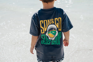 Cute Shark Bite T-Shirt for babies and toddlers, perfect for playful outfits and ocean-themed adventures.